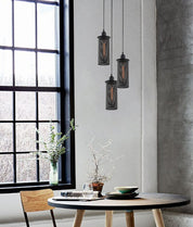 VENETO: Industrial Aged Decorative Multiple Black Mesh Pendant Light