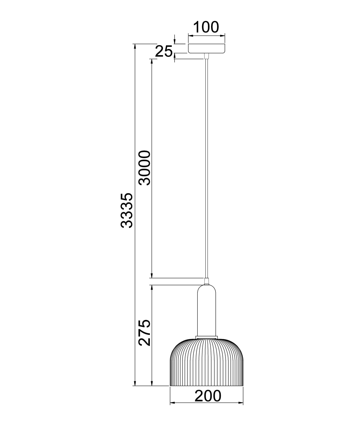 VINTAJ: Retro Interior Dome Shape Ribbed Glass Pendant Lights