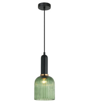 VINTAJ: Retro Interior Ellipse Shape Ribbed Glass Pendant Lights