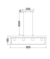 VIRUN: Interior Rectangular Frame Wood with Black Hardware Pendant Light