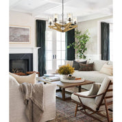 VOTIF: Retro Interior Candelabra Oak Wood with Clear Blown Dimpled Glass Pendant Light