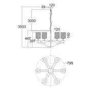 VOTIF: Retro Interior Candelabra Oak Wood with Clear Blown Dimpled Glass Pendant Light
