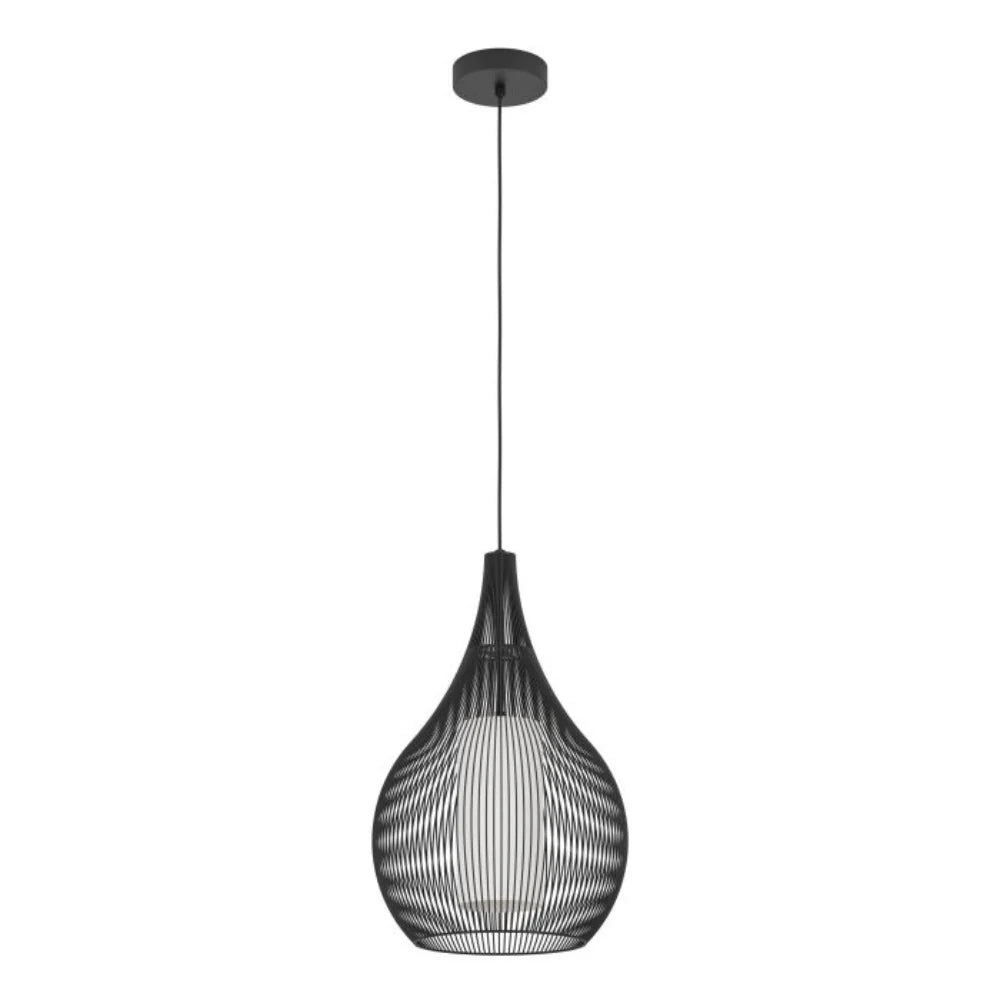 RAZONI Pendant Light Black Steel Black Glass