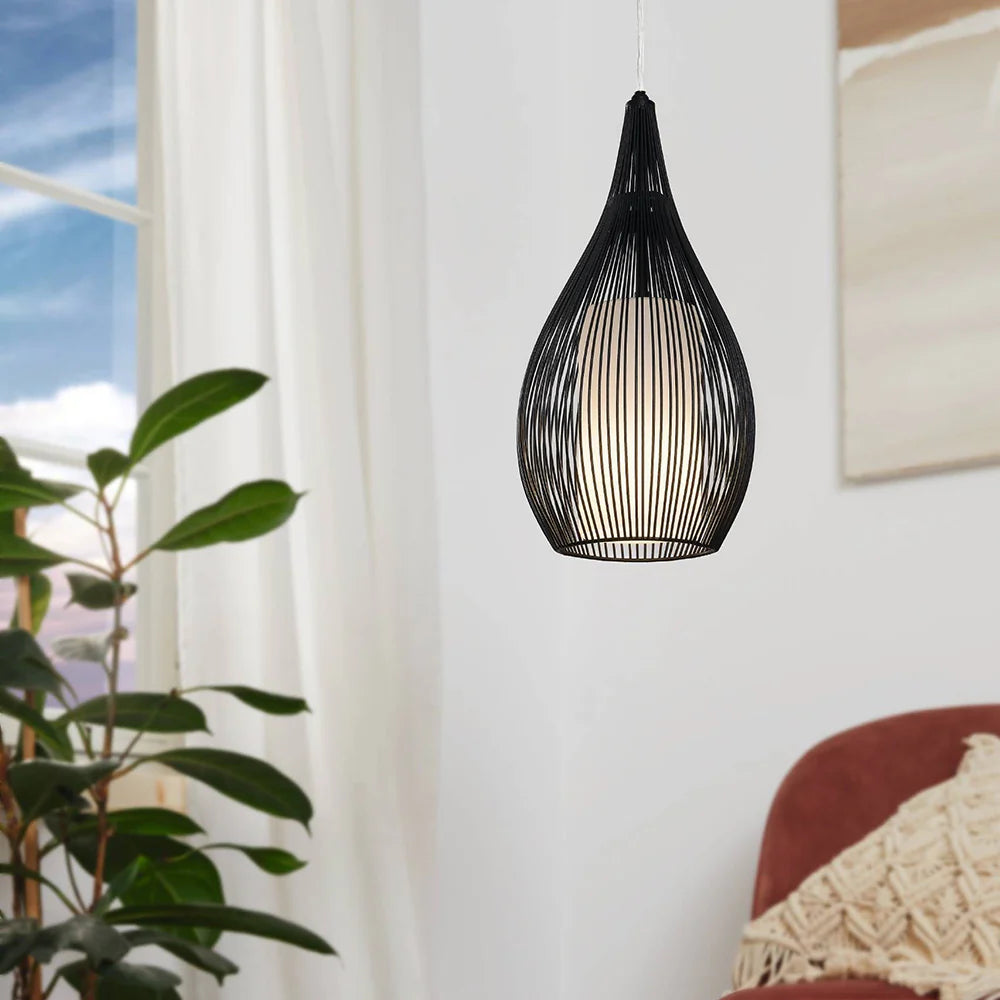 Razoni 1 Light Pendant White & Black 190mm