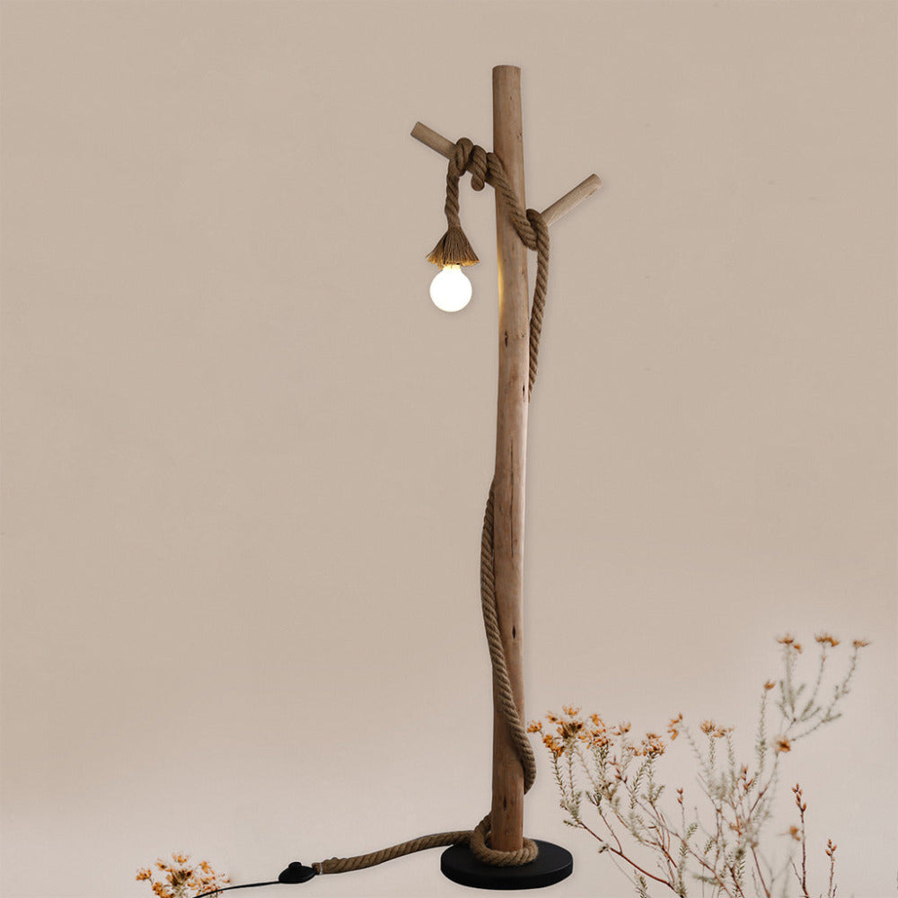 Lea 1 Light Floor Lamp Black & Natural