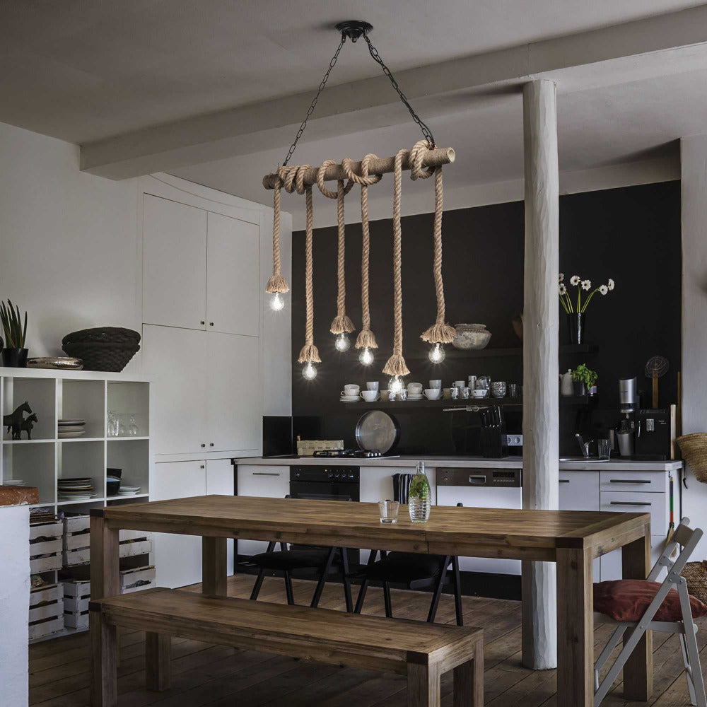 Canapa Sp6 Pendant 6 Lights Natural Hemp Rope