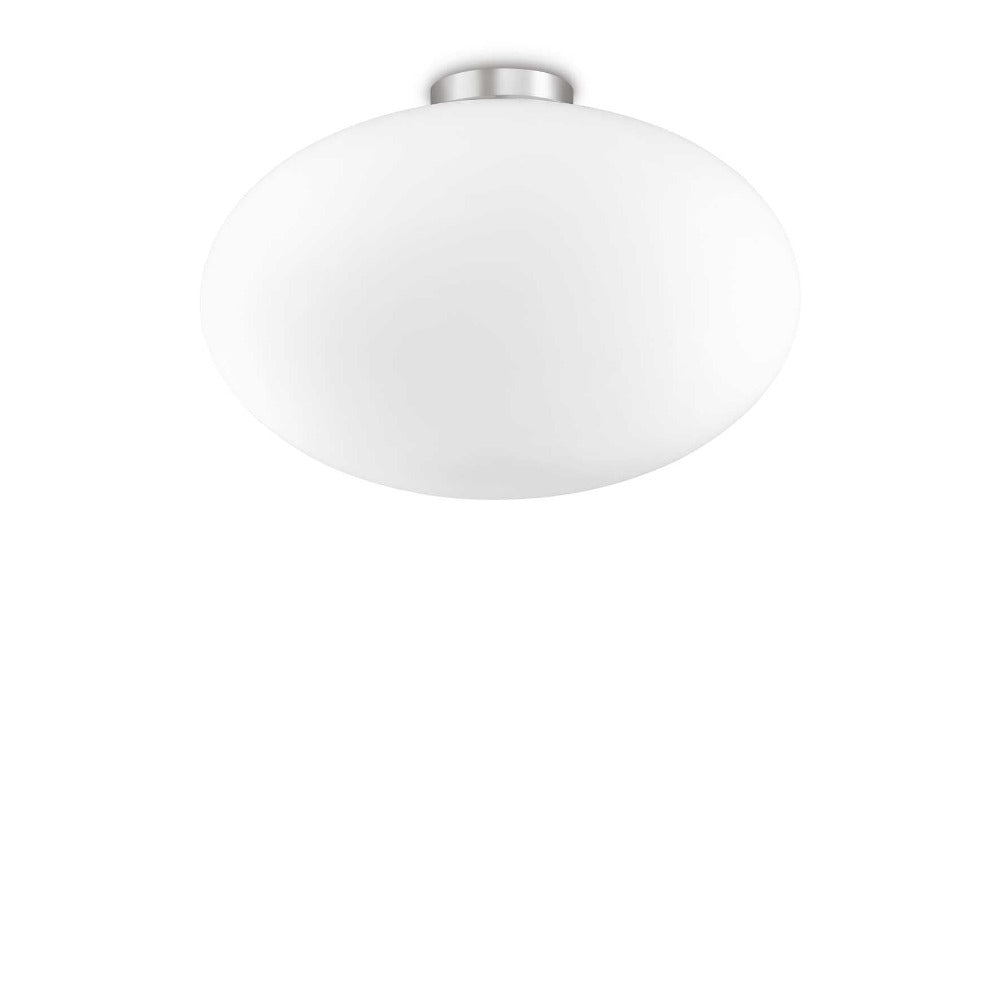Candy Pl1 Round Flush Mount Light White Glass / Metal