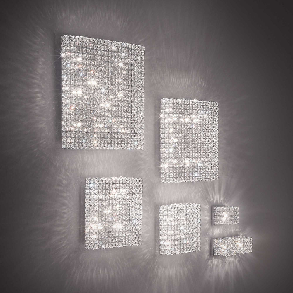 Square Admiral Pl4 Wall Sconce 4 Lights Chrome Crystal