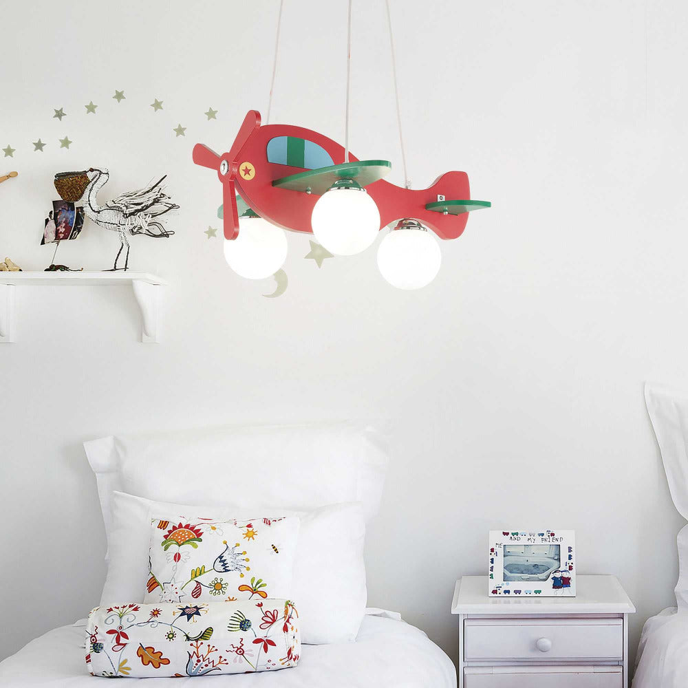 Avion Sp3 Pendant 3 Lights Wood White Glass
