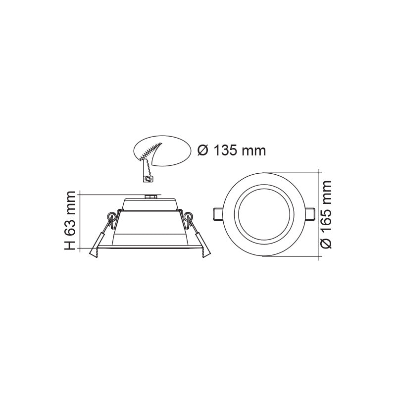 Premier Recessed LED Downlight Silver Aluminium TRI Colour