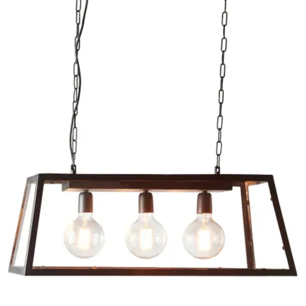 Solane Island Pendant 3 Lights Black Iron / Glass
