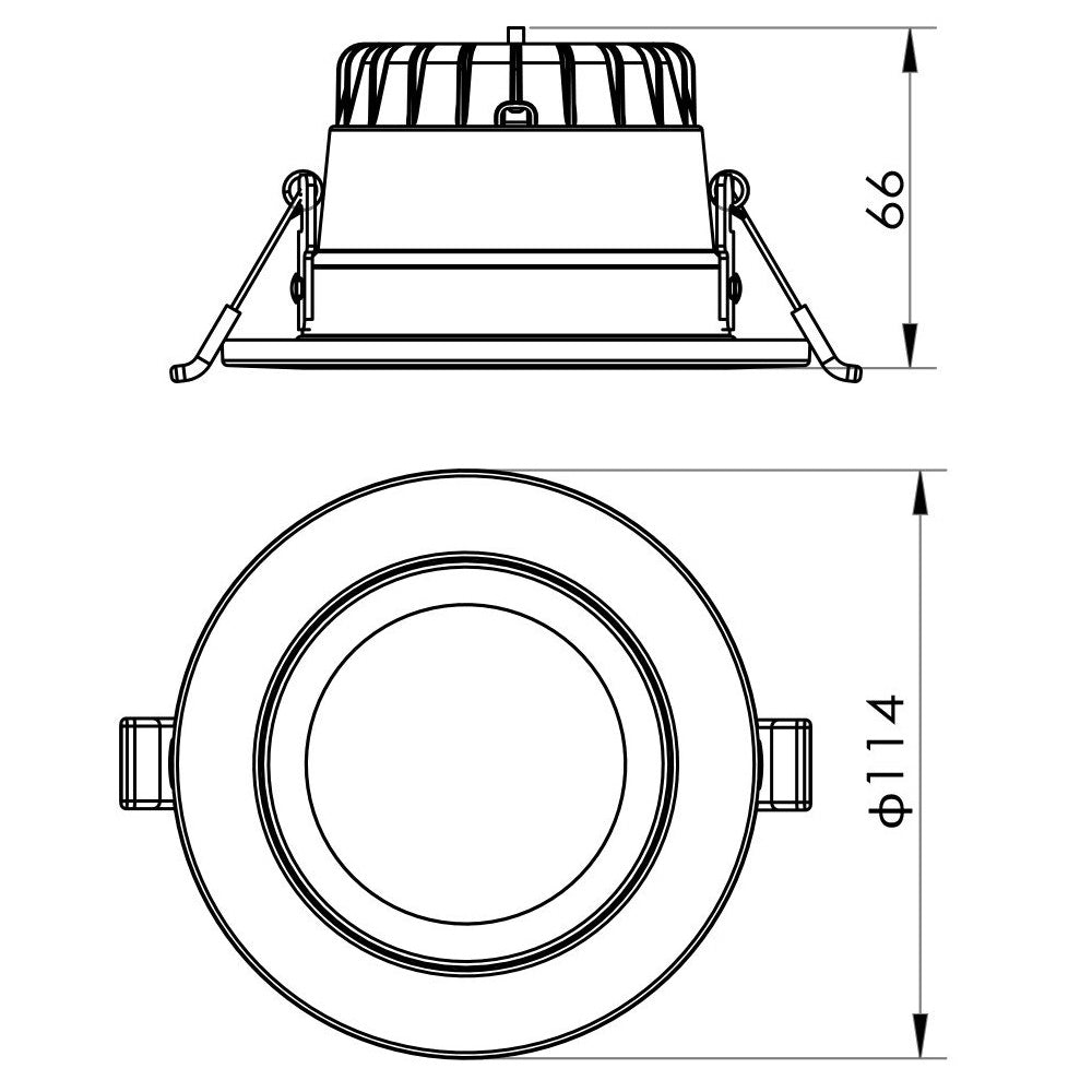 Penmark Recessed LED Downlight W114mm 80° White Aluminium TRI Colour