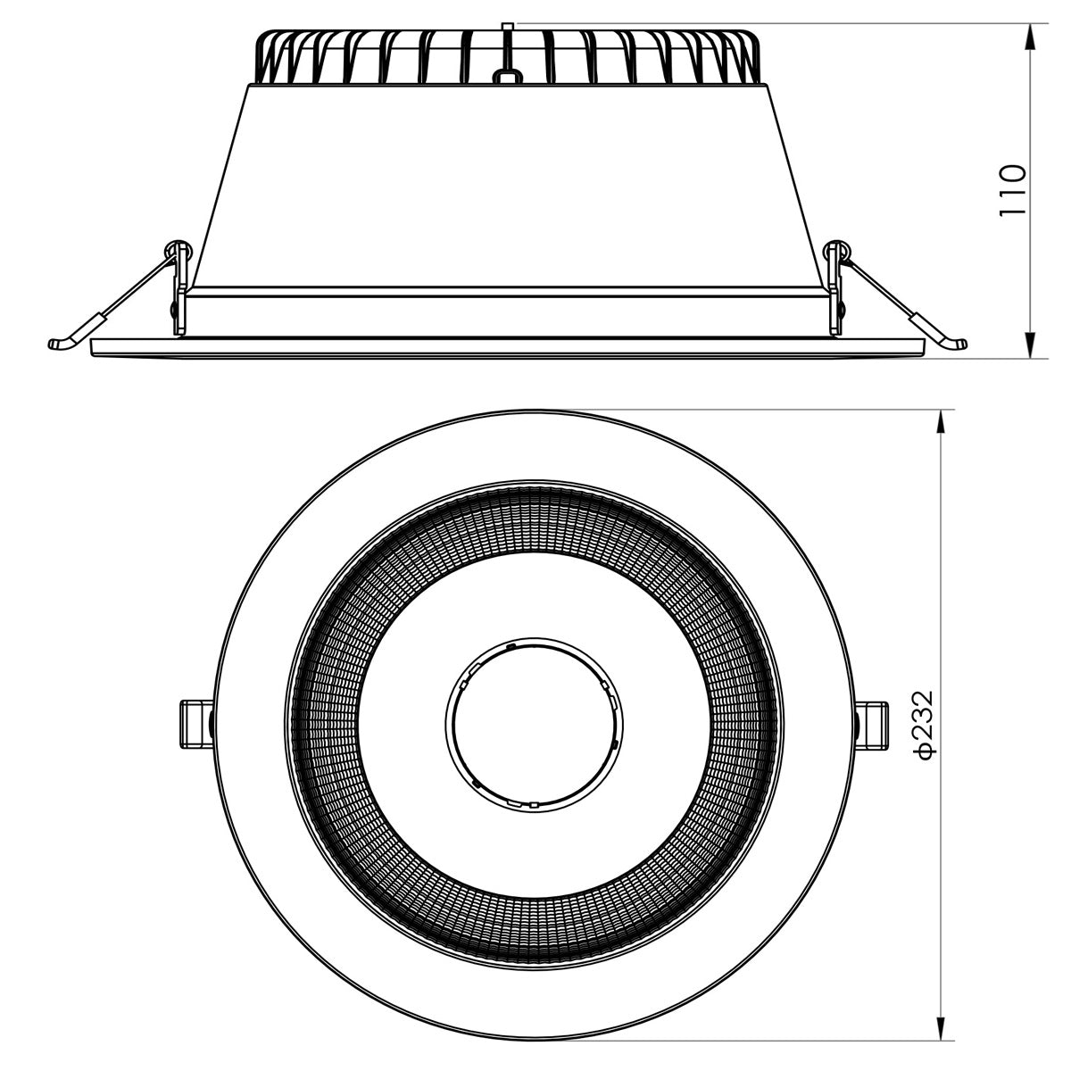 Penmark Recessed LED Downlight W232mm 80° White Aluminium TRI Colour