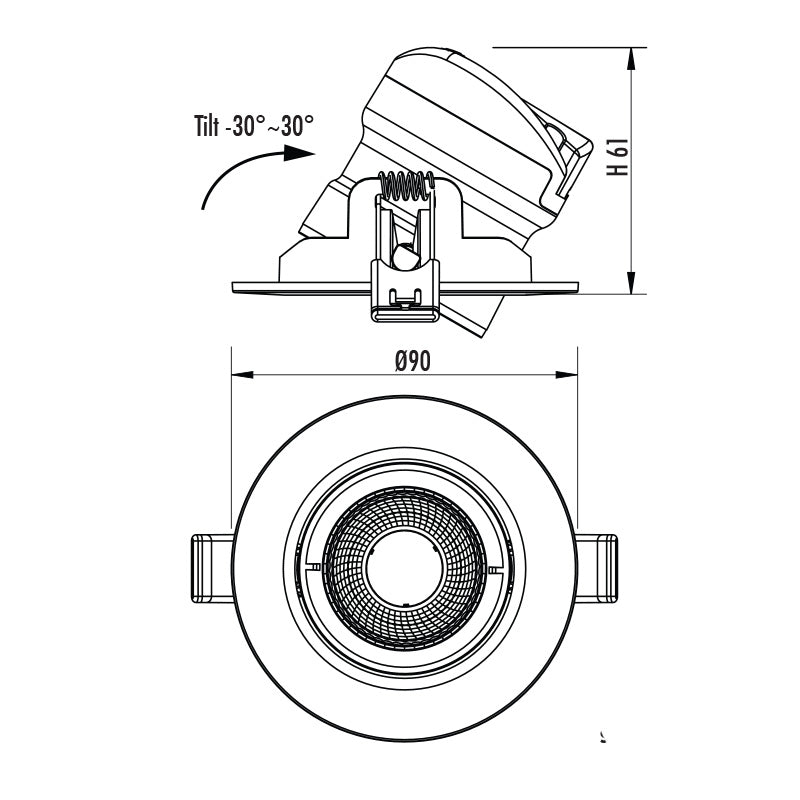 Coolum Recessed LED Downlight 6W Black Aluminium 3 CCT
