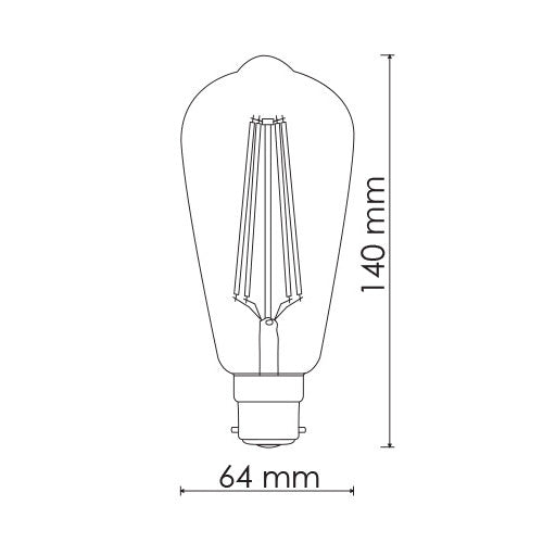 LED Filament Globe 240V 8W BC Clear Glass 3000K