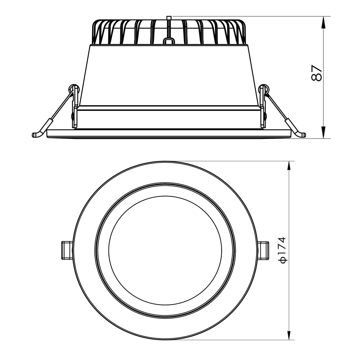 Penmark Recessed LED Downlight W174mm 80° White Aluminium TRI Colour