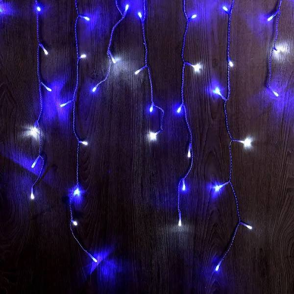 Solar icicles 200 led white blue