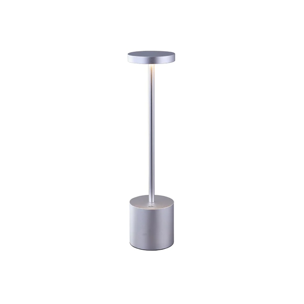 Portable Rechargeable LED Bar Table Lamp Silver Aluminum 3000K