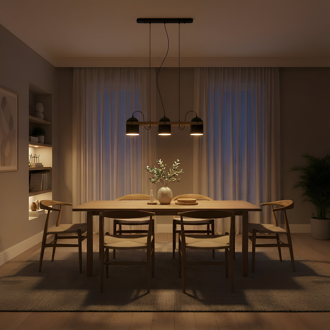 Pivota 3 Lights Pendant Light Black