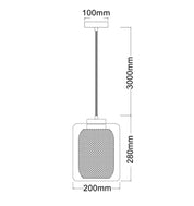 TONO: Mesh Internal & Clear Glass Oblong Pendant Lights