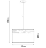 TAMBURA: Scandinavian Large Drum Cloth Shade with Wood Veneer Trim Pendant Lights