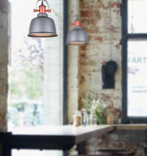 ALTA: Industrial Bell Shape With Copper Highlights Pendant Lights