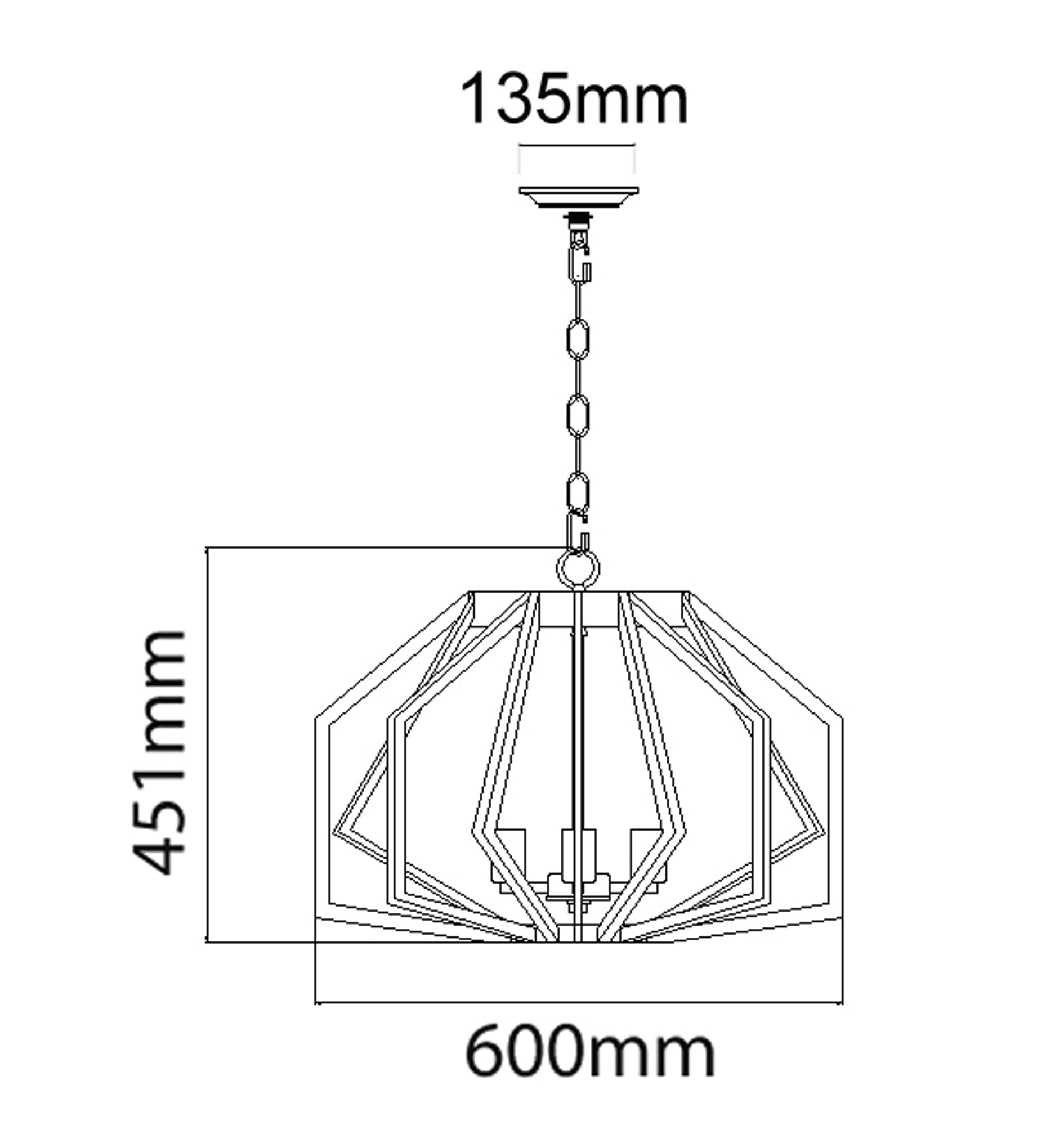 GAMBA: Industrial White Rustic Wide Angular Cage Pendant Light