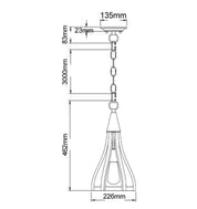KHALEESI: Medieval Style Rustic Oak Dark Red Wood Small Bell Shape Pendant Light