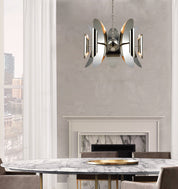 STRATO: Abstract Polished Nickel Hardware with Stainless Steel Pendant Light