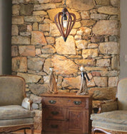 SENORITA: Rustic Small Tuscan Coffee Cherry / Winter Moss Wood Pendant Light