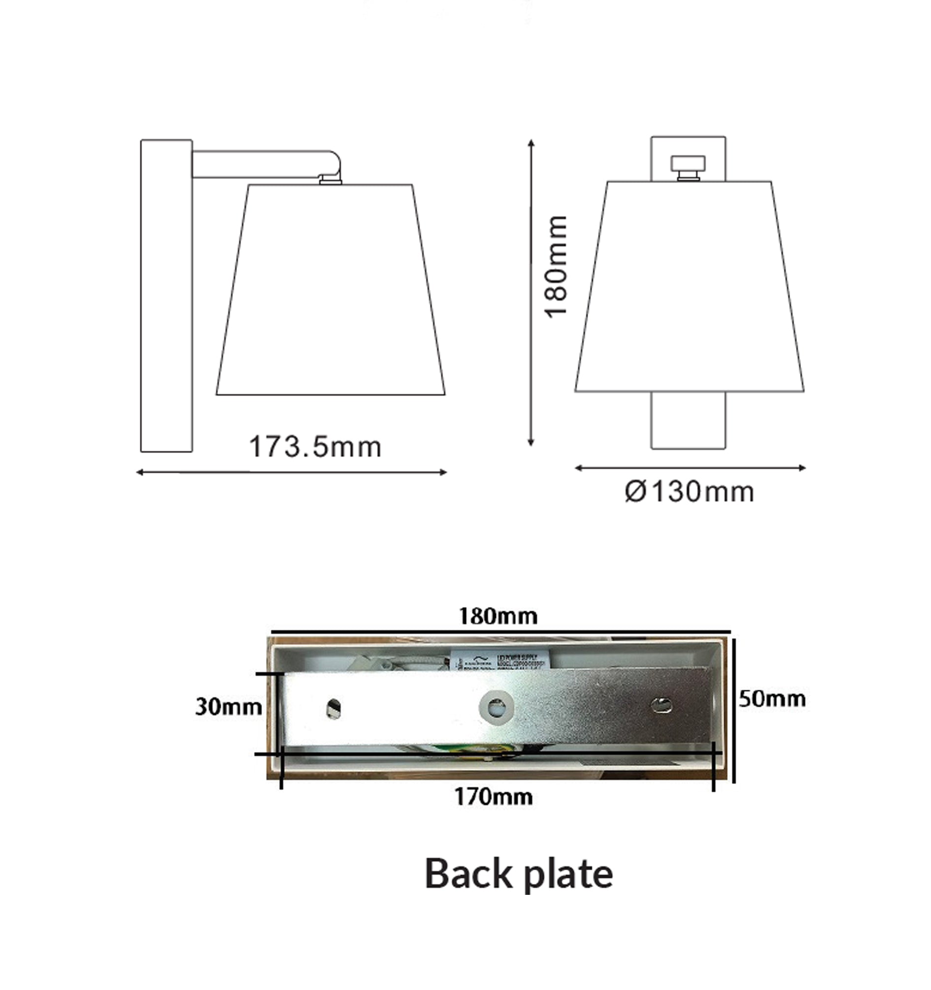CHESTER: City Series LED Wall White 1 Switch Clear PS Shade Wall Lights