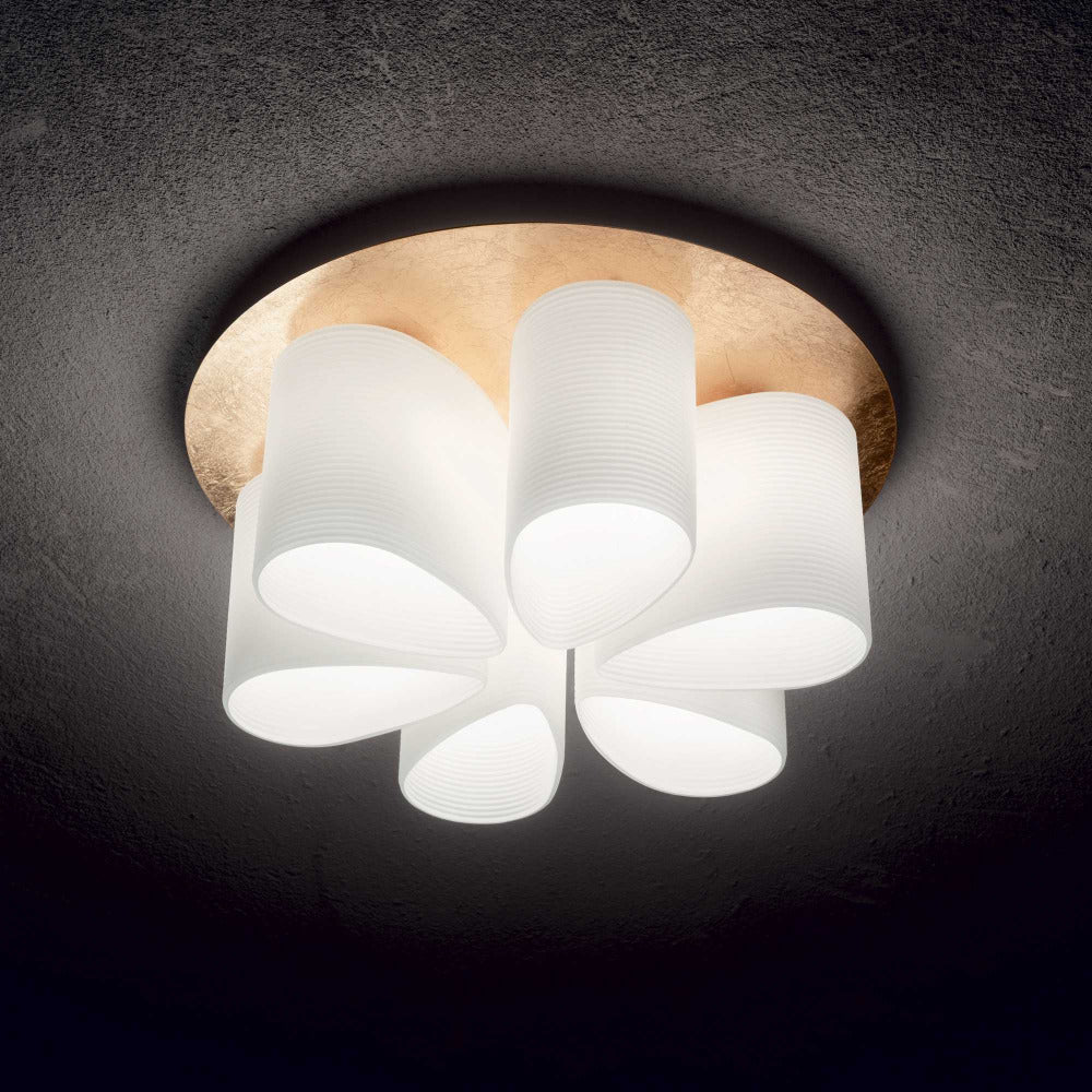 Daisy Pl6 Round Flush Mount 6 Lights Gold Metal / Glass