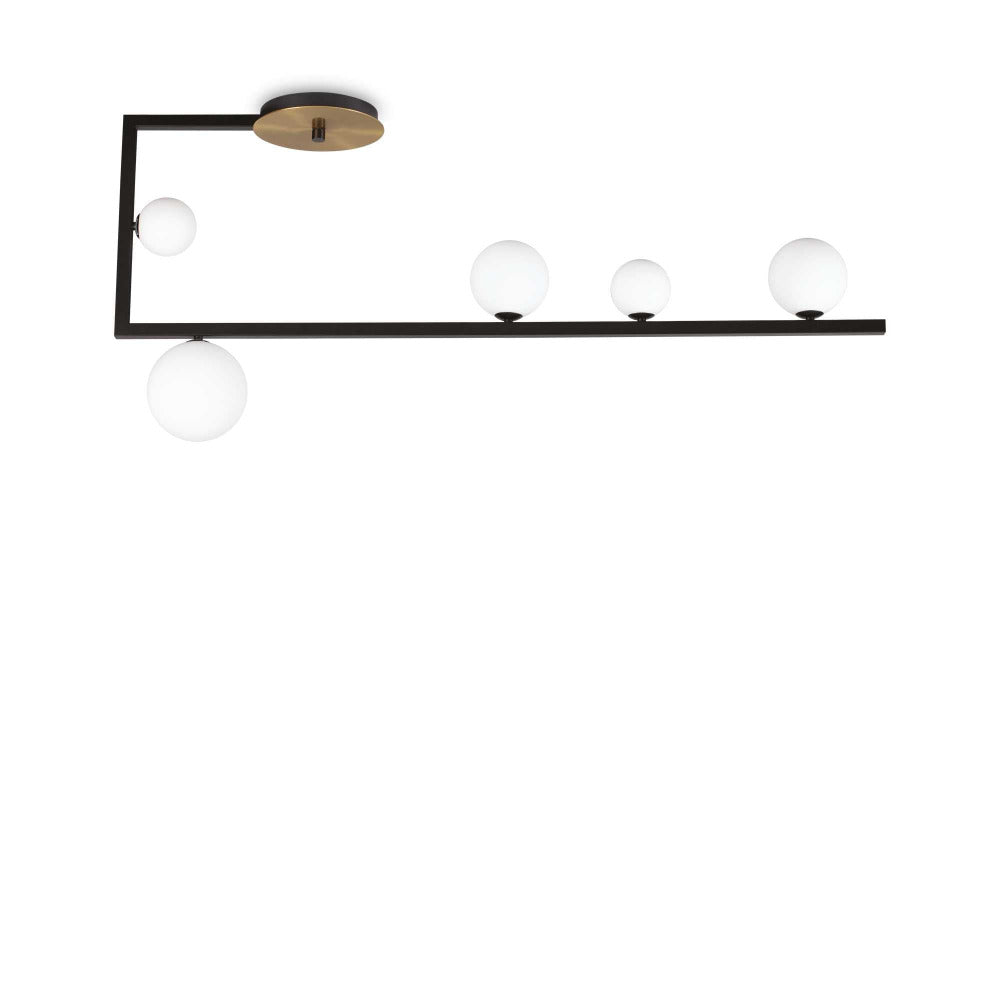 Birds Pl5 Semi-Flush Mount 5 Lights Black Metal / Brass