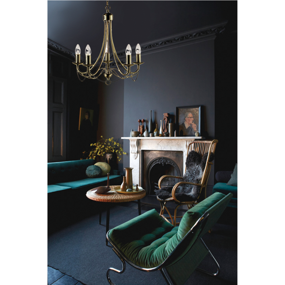 Zanzibar Chandelier 5 Light - Antique Brass