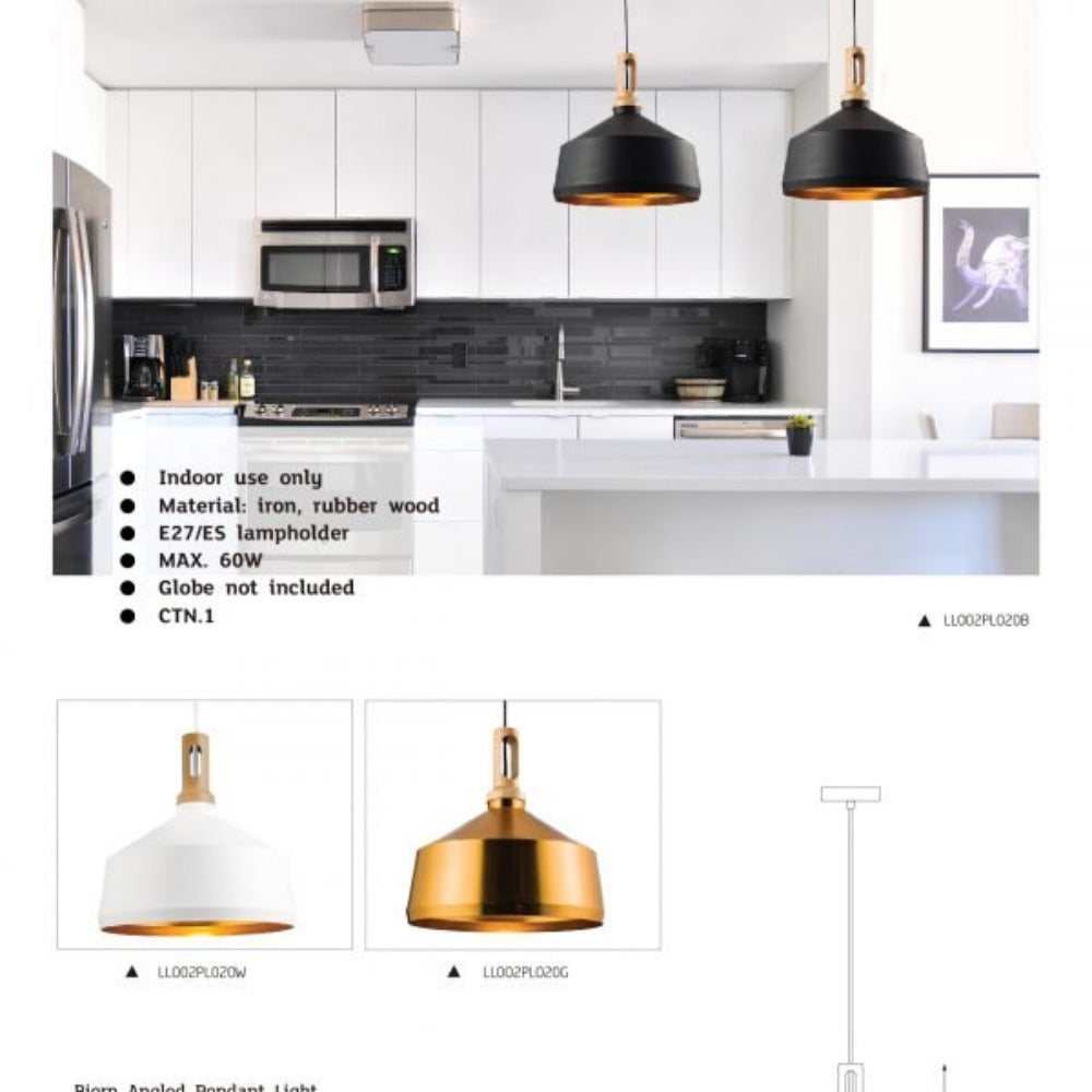 DISPLAY ITEM - Biorn Angled Pendant Light - Gold