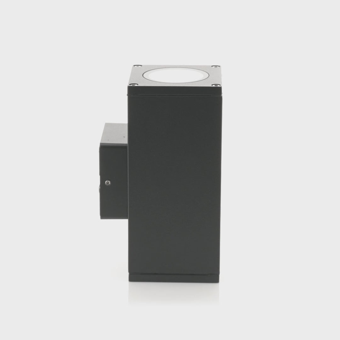 Havit Lighting Quadru Square Black TRI Colour Up & Down LED Wall Light