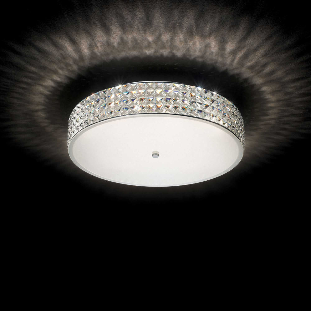 Roma Pl9 Ceiling Crystal 9 Lights White Metal & Glass