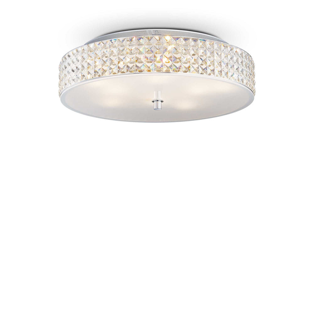 Roma Pl9 Ceiling Crystal 9 Lights White Metal & Glass