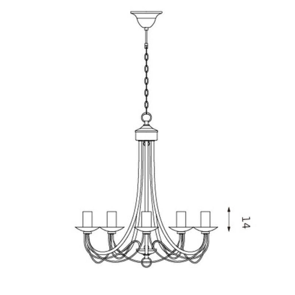 Zanzibar Chandelier 5 Light - Satin Chrome