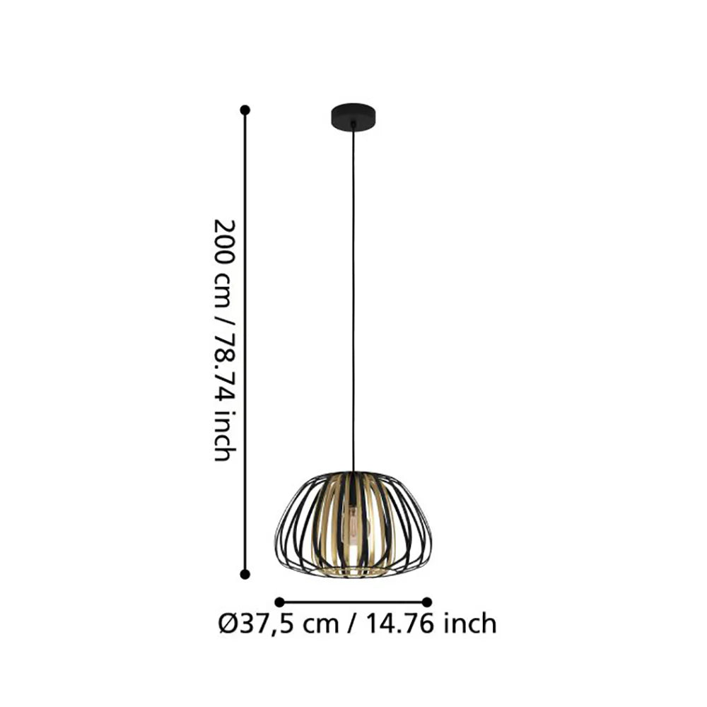Encinitos Pendant Light W375mm BlacK / Gold