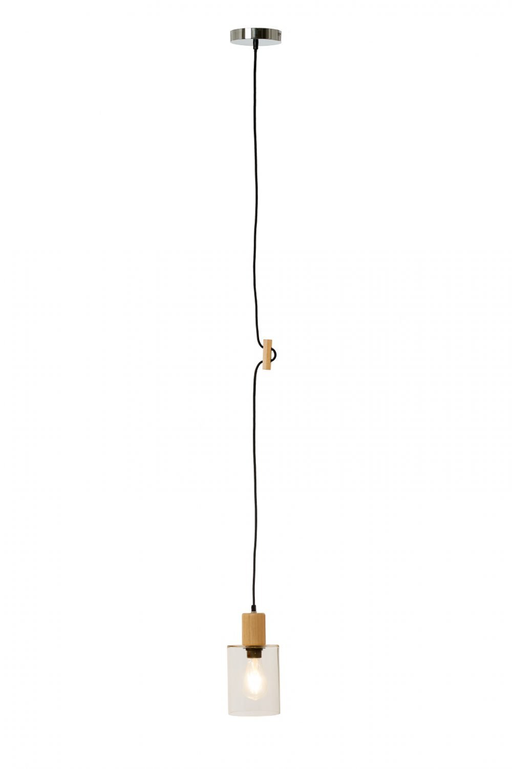 Modern Glass and Wood Pendant Light