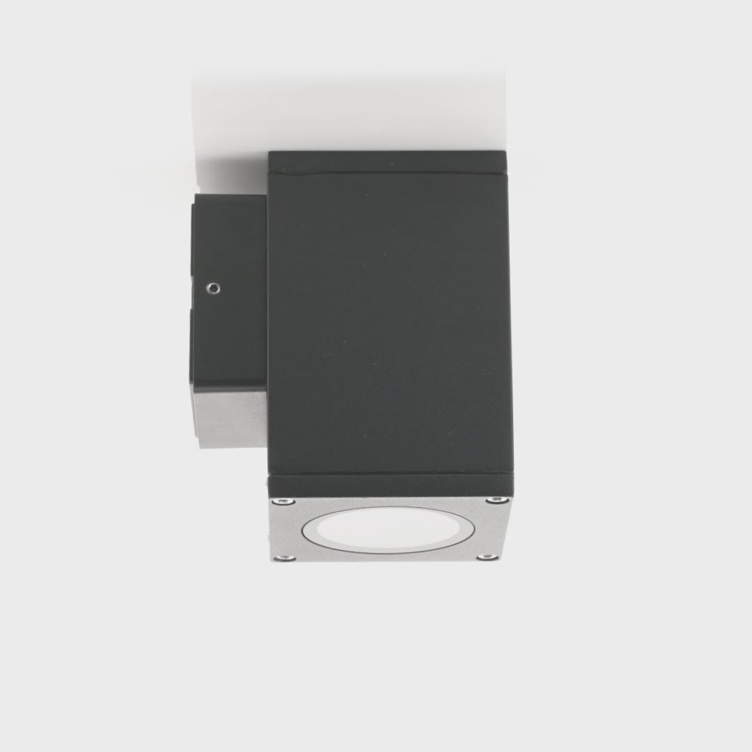 Havit Lighting Quadru Square Black TRI Colour Fixed Down LED Wall Light