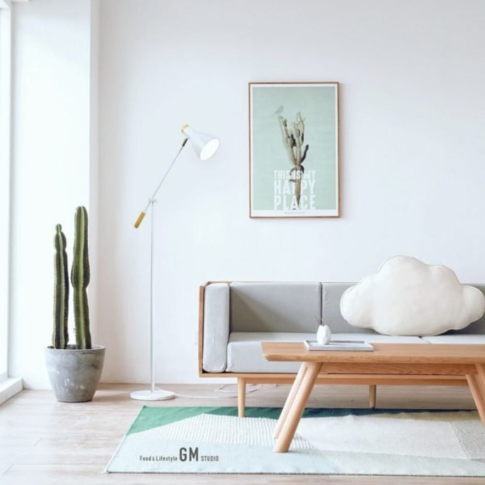 Scandinavian Adjustable Floor Lamp in White