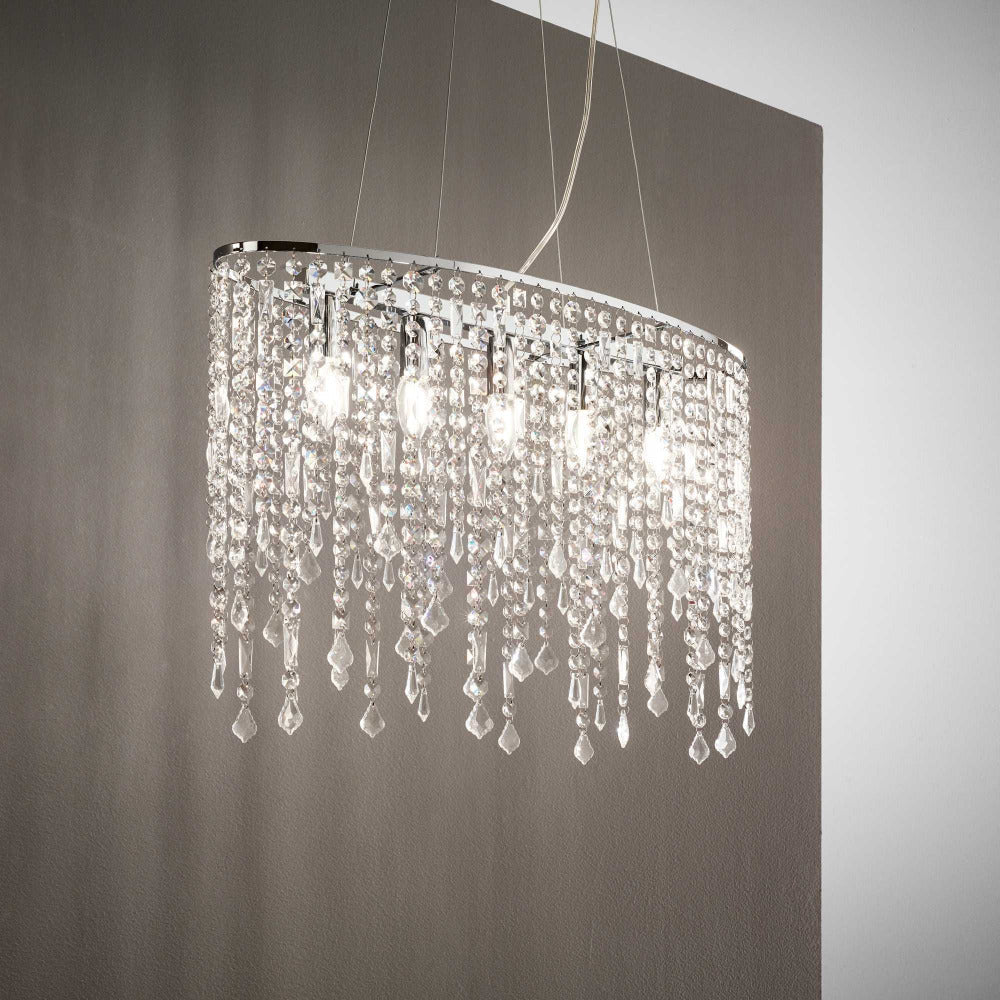 Rain Sp5 Pendant 5 Lights Chrome Metal