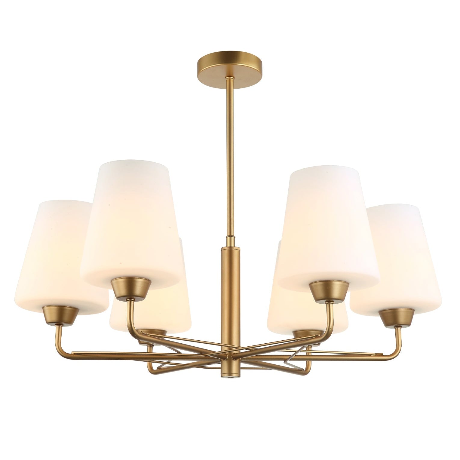 ABBEY: Interior Traditional 6 Lamps Opal Glass Pendant Lights