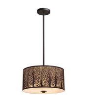 AUTUMN: Large Drum Aged Bronze with Amber Lining Pendant Light