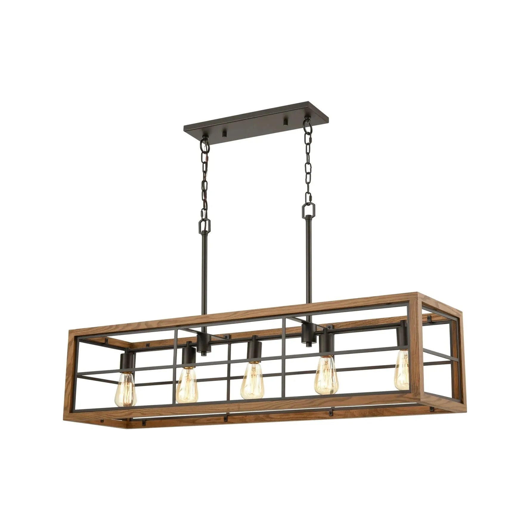 BANQUET: Retro Interior Rectangular Wood Frame Pendant Light