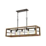 BANQUET: Retro Interior Rectangular Wood Frame Pendant Light