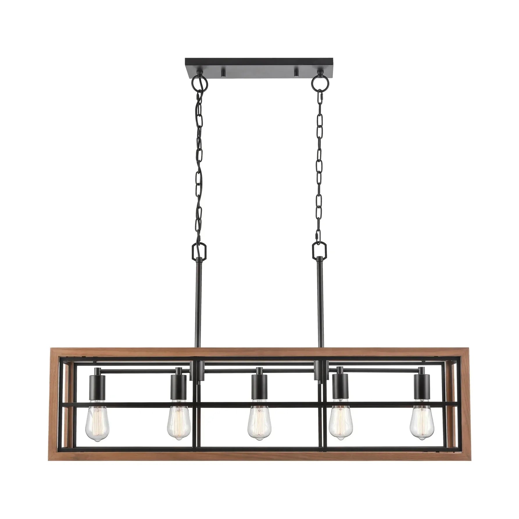 BANQUET: Retro Interior Rectangular Wood Frame Pendant Light