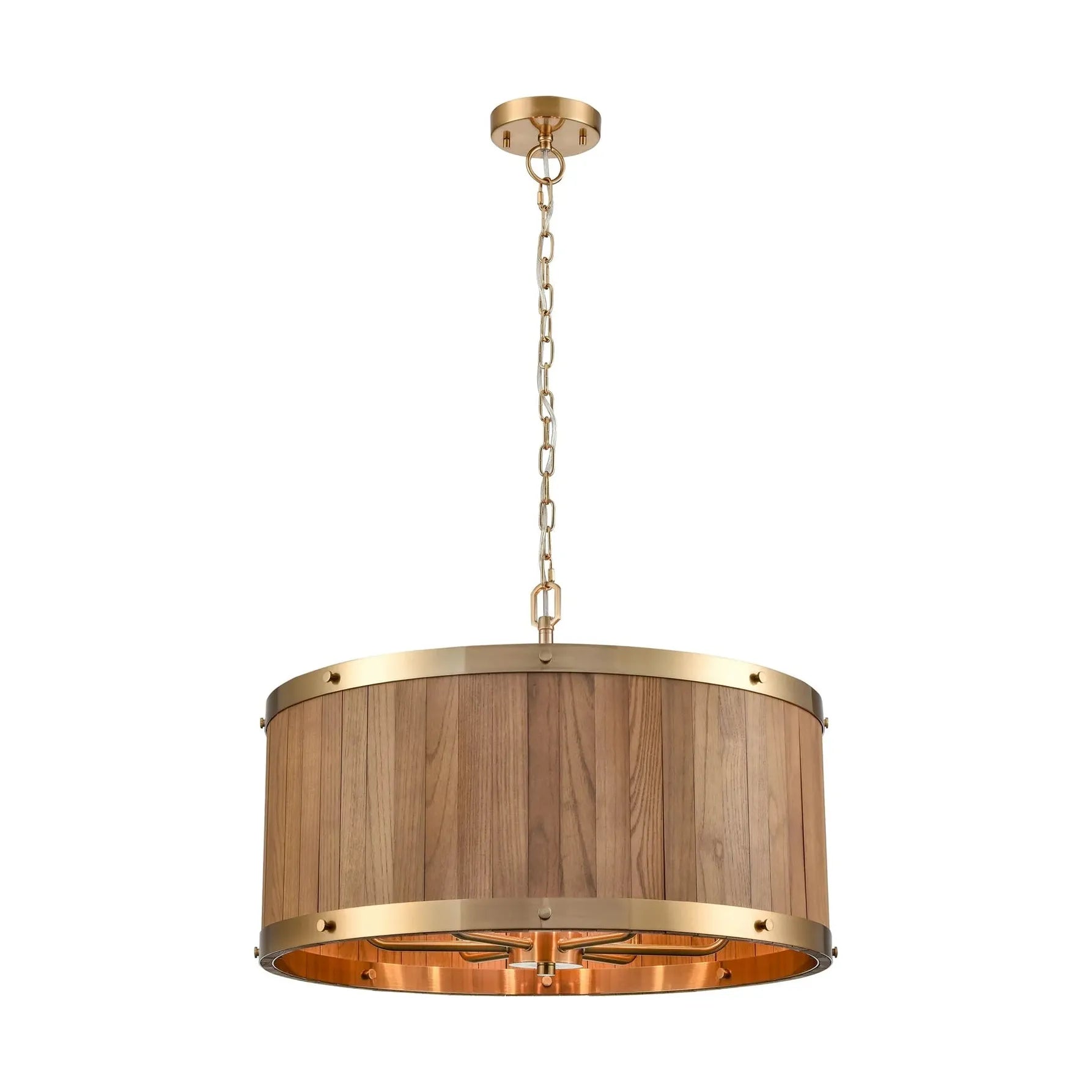 BARRIQUE: Retro Interior Large Drum Wood Pendant Lights